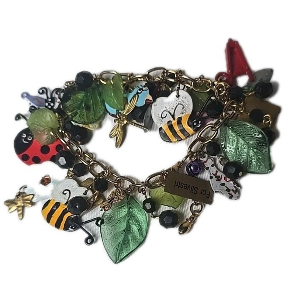 Karen Rossi For Silvestri Fanciful Flights Garden Themed Charm Bracelet